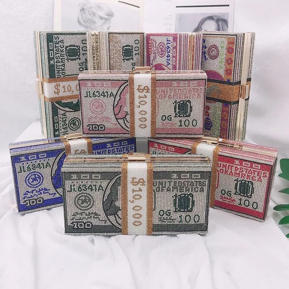 Money Rhinestone Clutch-Bag - Picture 3 of 10